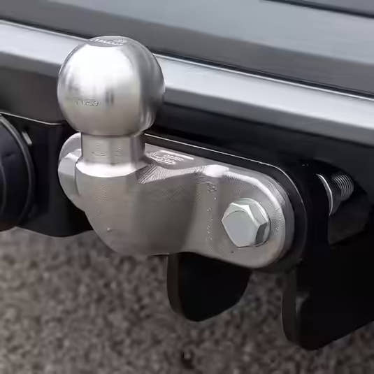 50mm towball fitted to a flanged towbar on the rear of a car