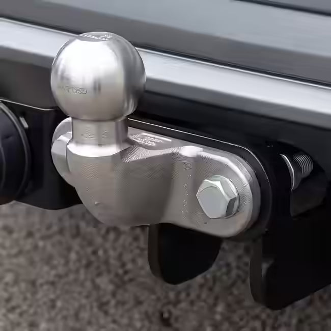 50mm towball fitted to a flanged towbar on the rear of a car