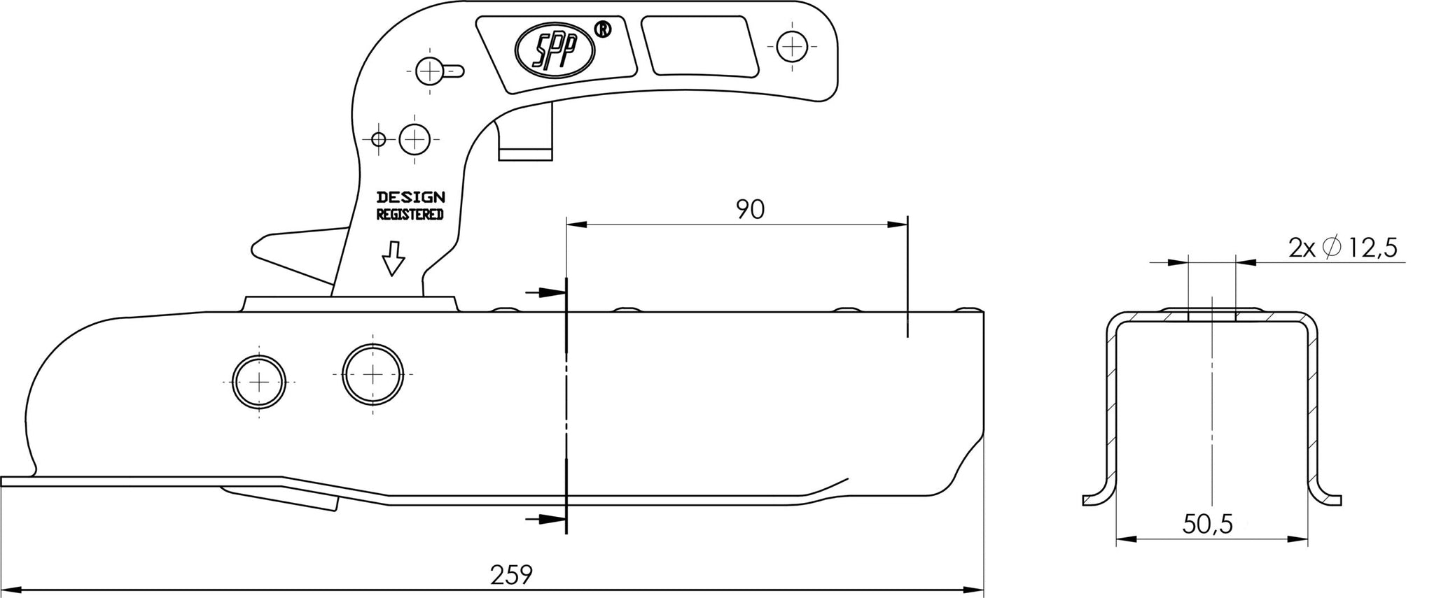 50mm Pressed Steel Trailer Coupling