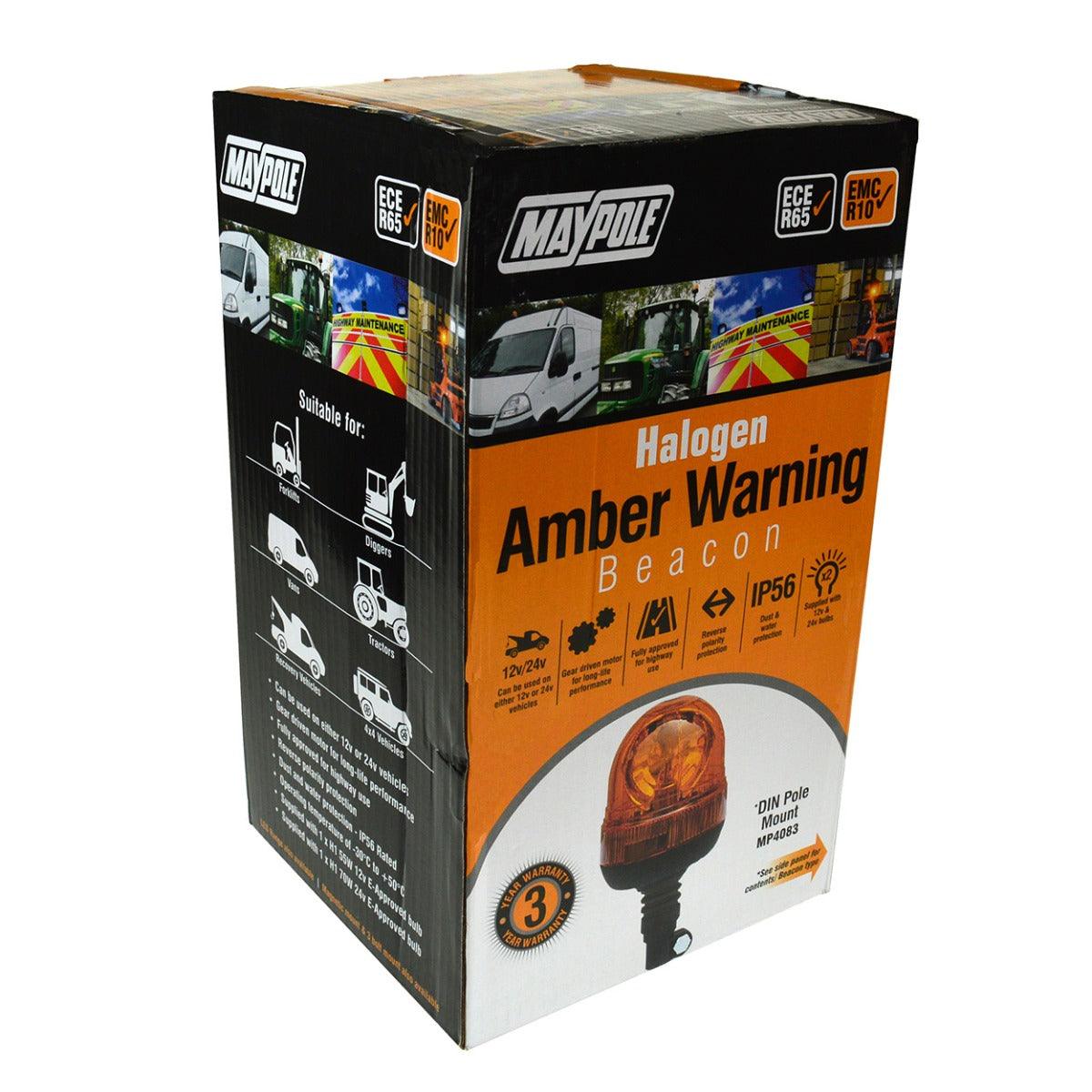 12/24V Flexi Din Pole Mount LED Amber Beacon - Towsure