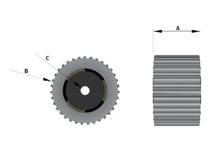 Maypole MP1710 Ribbed Non-Marking Wobble Roller - 15mm Centre