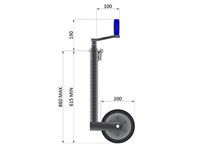 Maypole MP9724 Heavy Duty Ribbed Trailer Jockey Wheel 48mm Dia