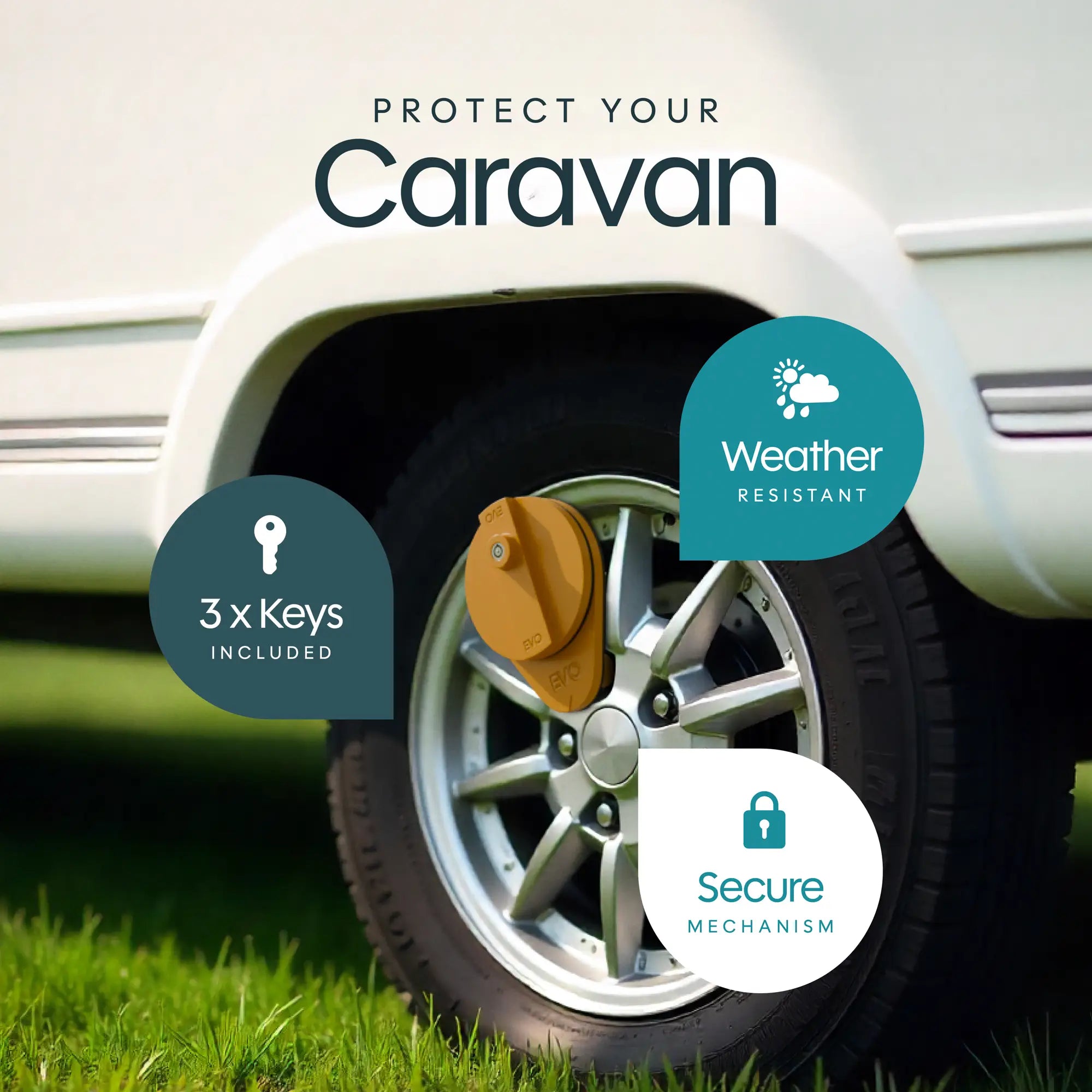 Evo caravan wheel lock