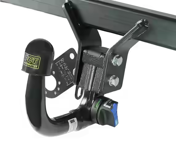 A PCT branded detachable towbar with quick-release removable towball