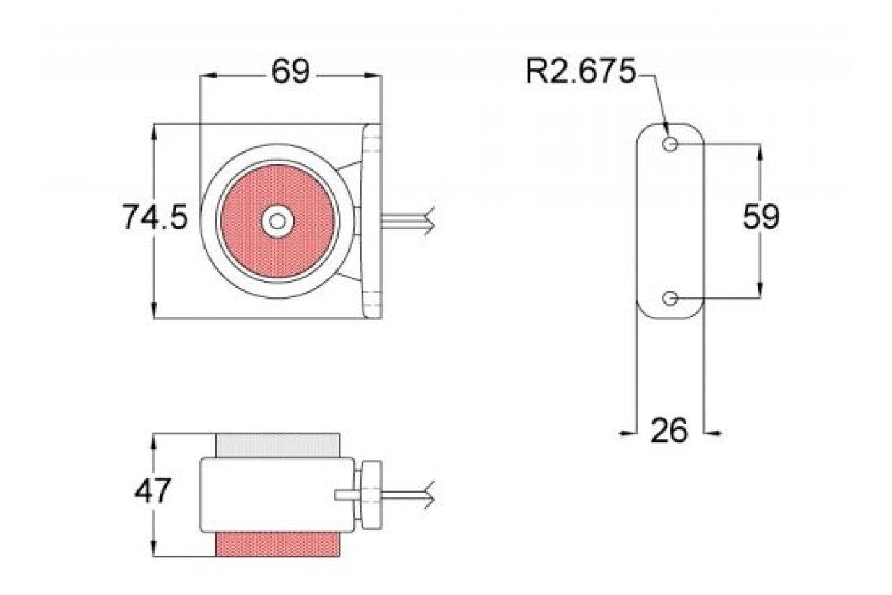 LED Red/white Outline Marker Light 10-30V - Towsure