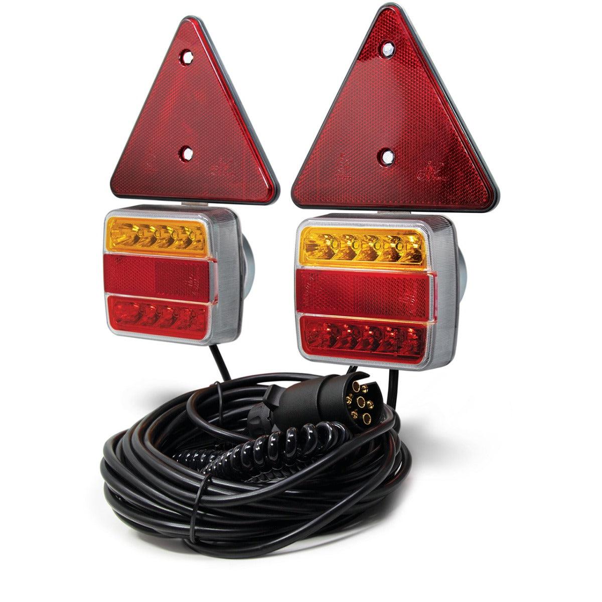 Maypole 12V LED Magnetic Lighting Pod 3m Curly Cable, 10m Trailer Cable - Towsure