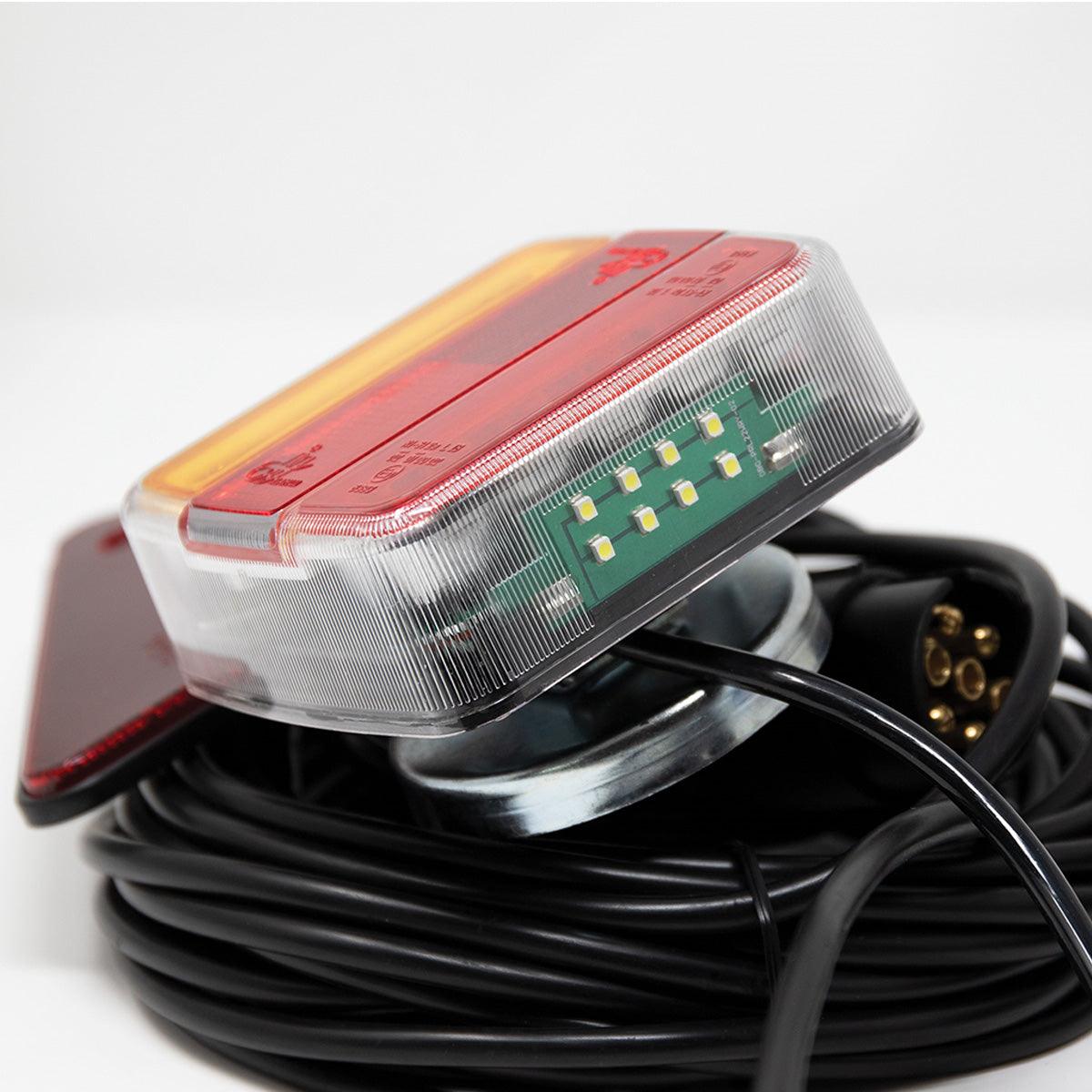 Maypole 12V LED Magnetic Lighting Pod 3m Curly Cable, 10m Trailer Cable - Towsure