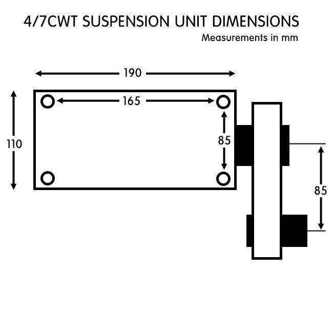 Trailer Suspension Units With New Hub - 200kg 4cwt - Towsure